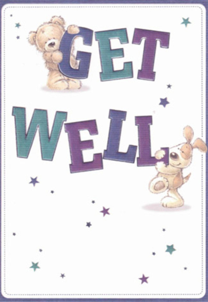 Infused with the warm hospitality of Mill Hill, this get well card turns a simple message into a celebration of sincerity and healing. The artwork features a friendly bear, its fur seeming to shimmer with softness, beside a bright-eyed puppy whose floppy ears frame a smile of comfort and encouragement. Together, they animate the scene, scattering playful stars in shades of blue and violet-each one a symbol of hopeful wishes circulating through the community. Bold, confident letters shaded in purple and aqua anchor the design, spelling out 'Get Well' with an exuberance that uplifts the entire card. There is a tactile intimacy to the scene-the bear's plush coat, the velvet-smooth ears of the puppy-creating a sense of gentle reassurance, not unlike the calming effect of receiving flowers from a loved one. Bathed in softly diffused light, as if by a window overlooking Mill Hill Park, this card pairs perfectly with a fresh bouquet delivered from a local florist, offering a shared sense of comfort and support along Salcombe Gardens or the bustling Broadway.