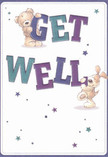 Brimming with the approachable warmth of Mill Hill, this get well card instantly brightens its surroundings with a playful, heartfelt illustration. Two adorable friends-a teddy bear and a floppy-eared pup-take centre stage, each joyfully supporting vibrant letters that spell out 'Get Well.' The childlike energy of deep indigo and teal tones contrasts beautifully against a velvety cream background, reminiscent of a comforting haven on Mill Hill's peaceful streets. Sprinkled stars in shades of blue and purple bring a touch of whimsy and possibility, transforming the card into a beacon of hope. The textured fur, rendered with inviting softness, gives the impression of a soothing caress. Emotionally, the scene provides the same comfort as a bouquet freshly arranged by skilled hands and hand-delivered to a neighbour recovering nearby. With every element communicating the love and thoughtfulness typical of Mill Hill's community, this card serves as an uplifting gesture for anyone on the mend.